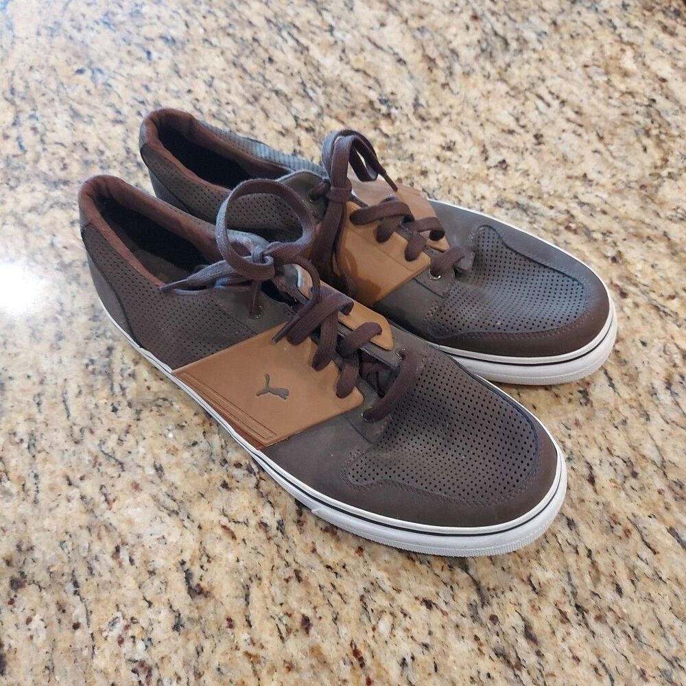 PUMA Eco Ortholite Sport Lifestyle Brown Leather Men's Casual Shoes Y2K 11 1/2